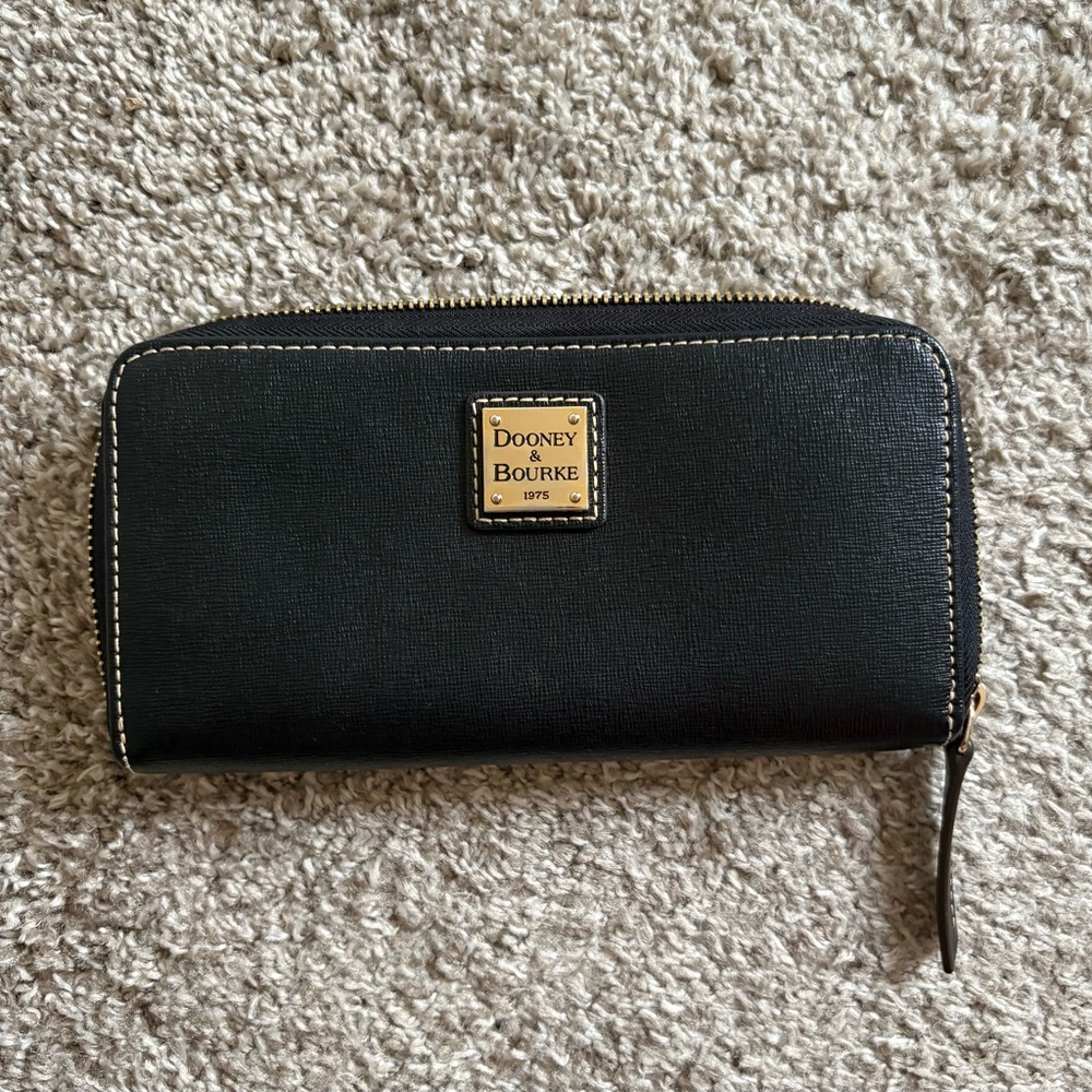 Dooney & Bourke Black Large Zip Around Wallet